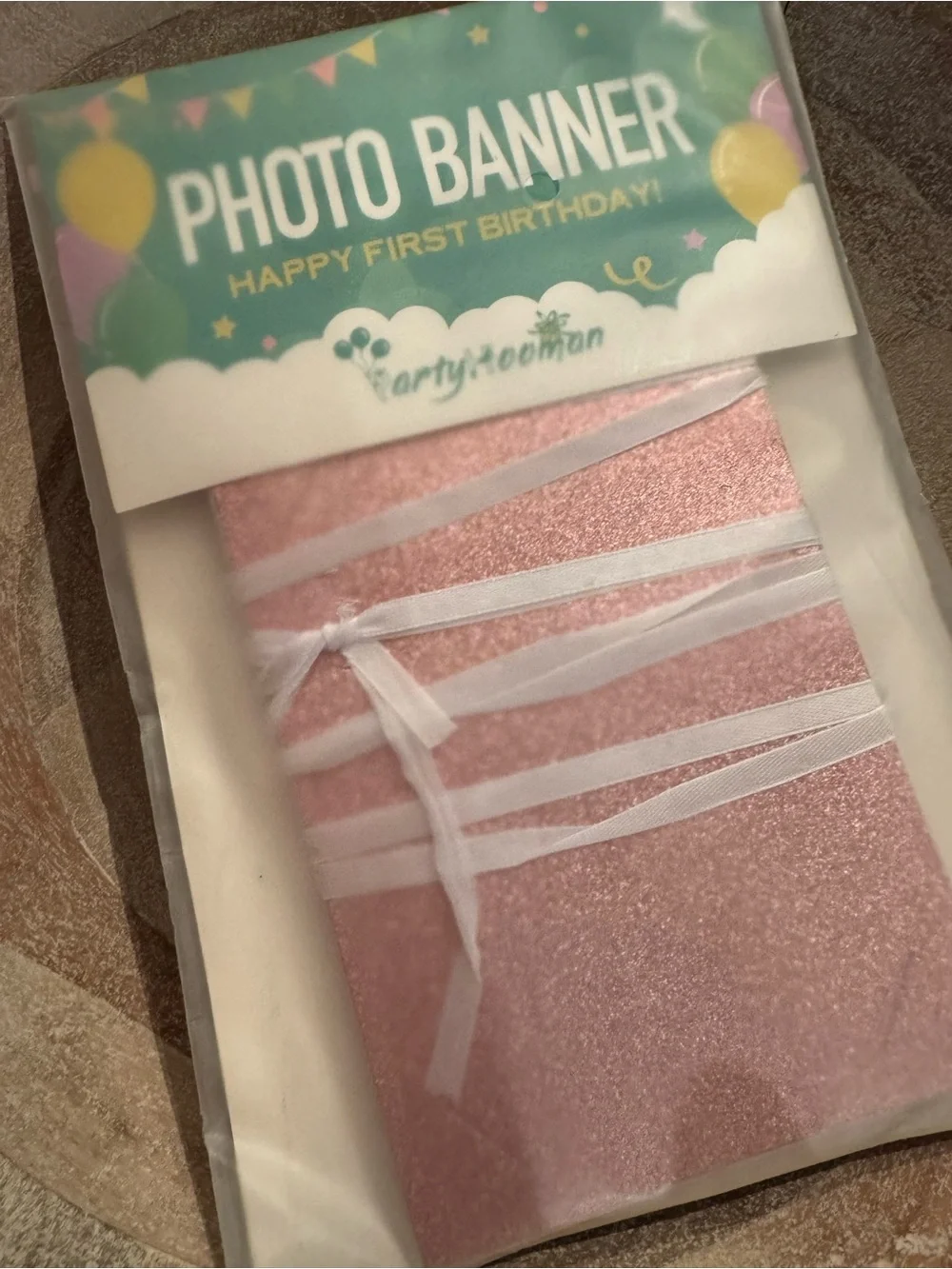 Pink Photo Banner - Happy First Birthday